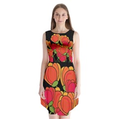 Orange Tulips Sleeveless Chiffon Dress   by Valentinaart