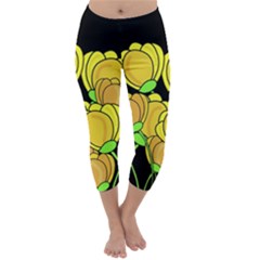 Yellow Tulips Capri Winter Leggings 