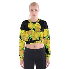 Yellow Tulips Women s Cropped Sweatshirt