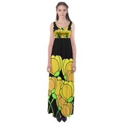 Yellow Tulips Empire Waist Maxi Dress