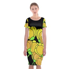 Yellow Tulips Classic Short Sleeve Midi Dress