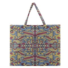 Multicolor Abstract Zipper Large Tote Bag