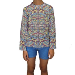 Multicolor Abstract Kids  Long Sleeve Swimwear