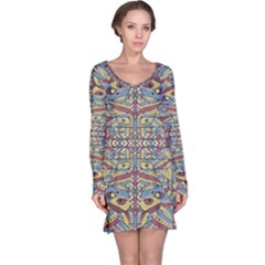 Multicolor Abstract Long Sleeve Nightdress by dflcprintsclothing