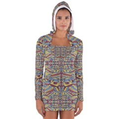 Multicolor Abstract Women s Long Sleeve Hooded T-shirt