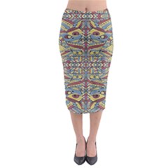 Multicolor Abstract Midi Pencil Skirt