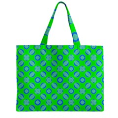 Mod Blue Circles On Bright Green Zipper Mini Tote Bag