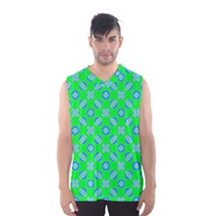 Mod Blue Circles On Bright Green Men s Basketball Tank Top