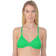 Mod Blue Circles On Bright Green Reversible Tri Bikini Top