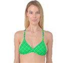 Mod Blue Circles On Bright Green Reversible Tri Bikini Top View3