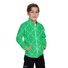 Mod Blue Circles On Bright Green Wind Breaker (kids)