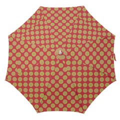 Mod Yellow Circles On Orange Straight Umbrellas by BrightVibesDesign