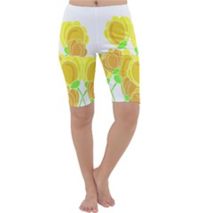 Yellow Flowers Cropped Leggings 