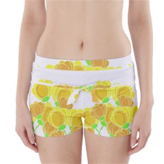 Yellow Flowers Boyleg Bikini Wrap Bottoms by Valentinaart