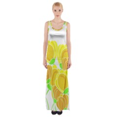 Yellow Flowers Maxi Thigh Split Dress