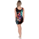 Coorful Flower Design On Black Background Sleeveless Bodycon Dress View4