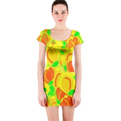 Yellow Garden Short Sleeve Bodycon Dress