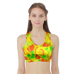 Yellow Garden Sports Bra With Border