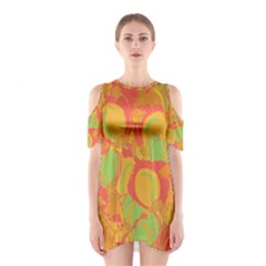 Orange Garden Cutout Shoulder Dress