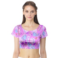 Pink Garden Short Sleeve Crop Top (tight Fit)