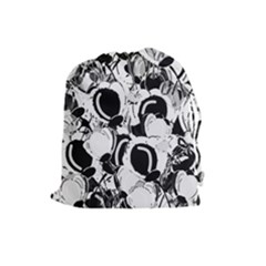 Black And White Garden Drawstring Pouches (large) 