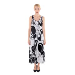 Black And White Garden Sleeveless Maxi Dress by Valentinaart