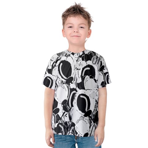 Black And White Garden Kids  Cotton Tee by Valentinaart