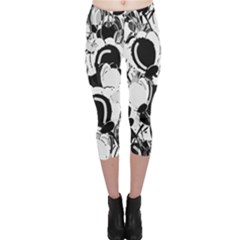 Black And White Garden Capri Leggings 