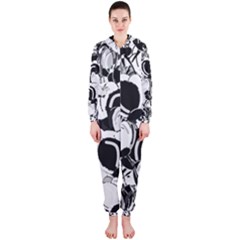 Black And White Garden Hooded Jumpsuit (ladies)  by Valentinaart