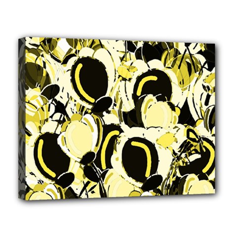 Yellow Abstract Garden Canvas 14  X 11 