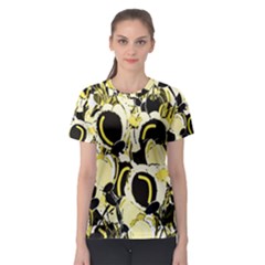 Yellow Abstract Garden Women s Sport Mesh Tee