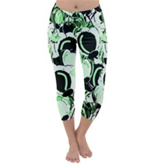 Green Abstract Garden Capri Winter Leggings  by Valentinaart