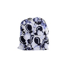 Blue Abstract Floral Design Drawstring Pouches (small) 