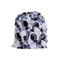 Blue abstract floral design Drawstring Pouches (Large)  View1