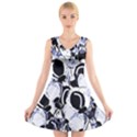 Blue abstract floral design V-Neck Sleeveless Skater Dress View1