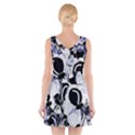 Blue abstract floral design V-Neck Sleeveless Skater Dress View2