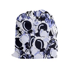 Blue Abstract Floral Design Drawstring Pouches (extra Large)