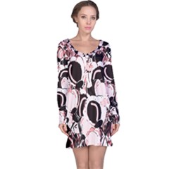 Pink Abstract Garden Long Sleeve Nightdress