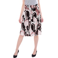 Pink Abstract Garden Midi Beach Skirt by Valentinaart