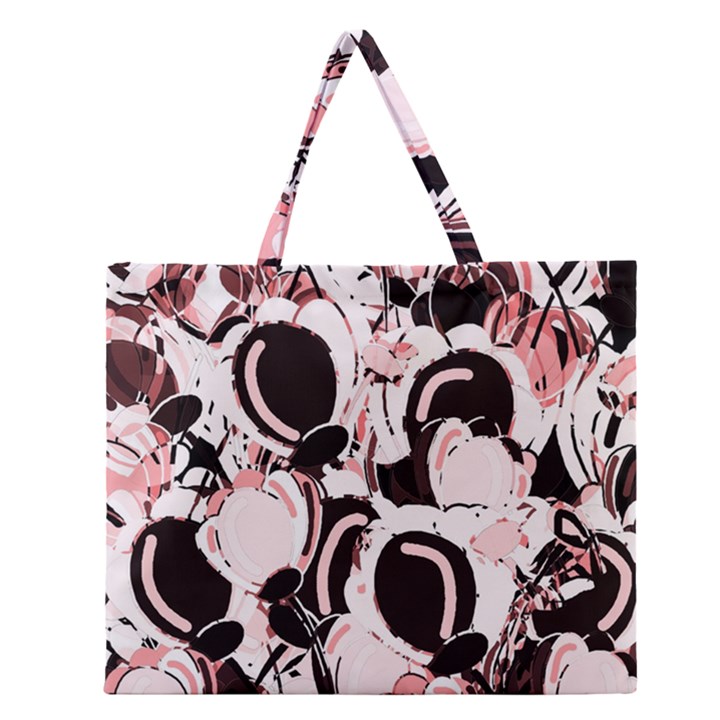 Pink abstract garden Zipper Large Tote Bag