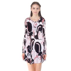 Pink Abstract Garden Flare Dress