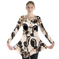 Orange Abstract Garden Long Sleeve Tunic 