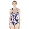 Purple abstract garden Halter Swimsuit View1