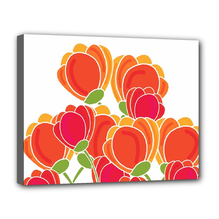 Orange flowers  Canvas 14  x 11 