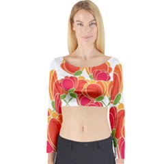 Orange Flowers  Long Sleeve Crop Top by Valentinaart