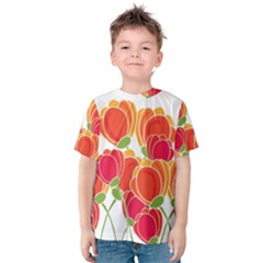 Orange Flowers  Kids  Cotton Tee