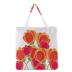 Orange Flowers  Grocery Tote Bag