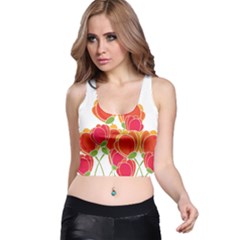 Orange Flowers  Racer Back Crop Top by Valentinaart