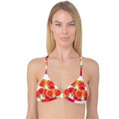 Orange Flowers  Reversible Tri Bikini Top