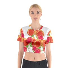 Orange Flowers  Cotton Crop Top by Valentinaart